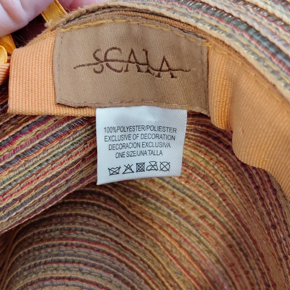Scala Multicolor Straw Sun Hat with Black Band - Picture 4 of 6